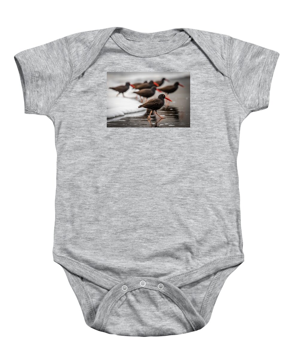 Art Baby Onesie featuring the photograph Black Oystercatcher by Gary Migues