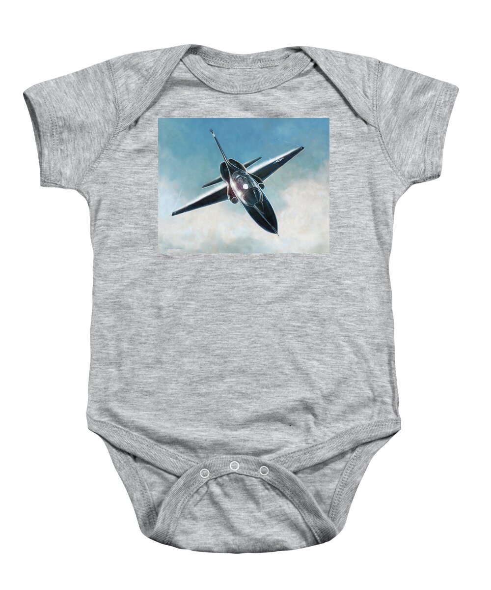 Air Force Baby Onesie featuring the painting Black T-38 by Douglas Castleman