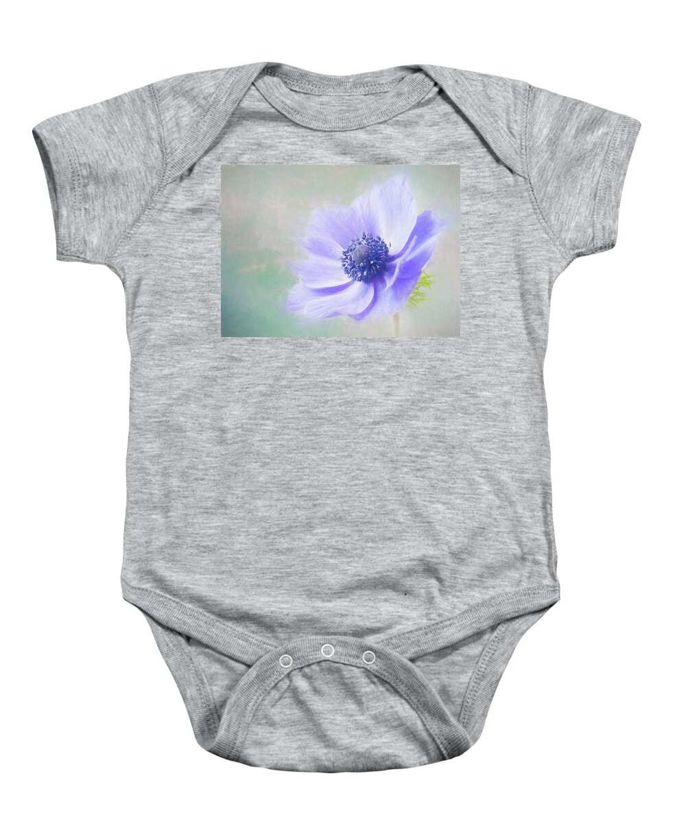 Flower Baby Onesie featuring the photograph Blowing in the wind-windflower. by Usha Peddamatham