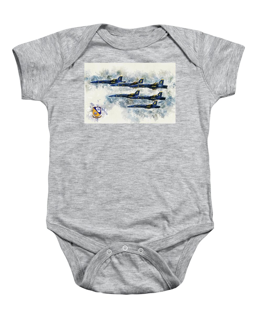 Blue Angels Baby Onesie featuring the digital art Blue Angels - Painting by Airpower Art