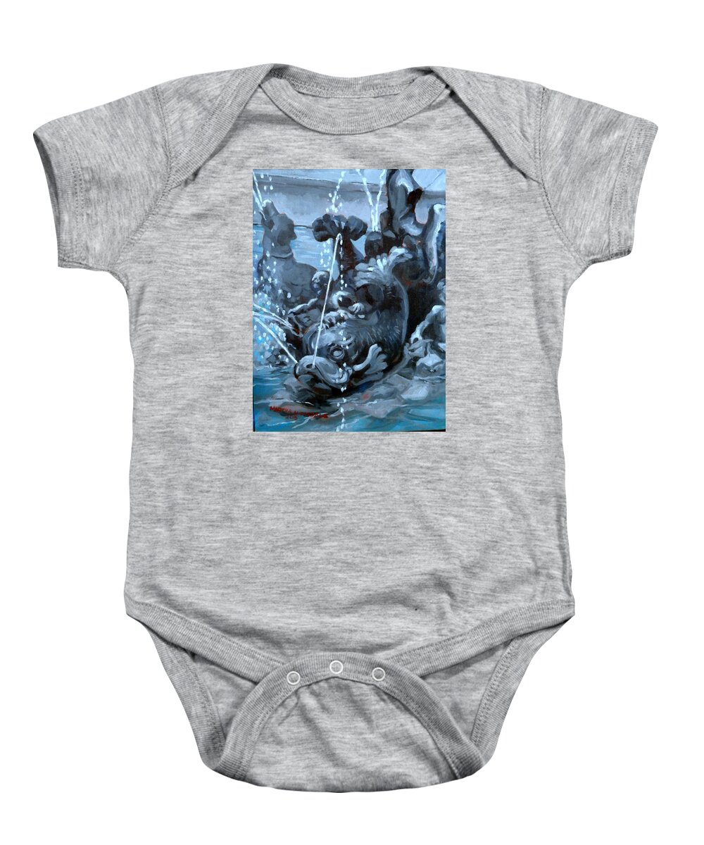 Fountain Baby Onesie featuring the painting Blue Grotto by Martha Tisdale