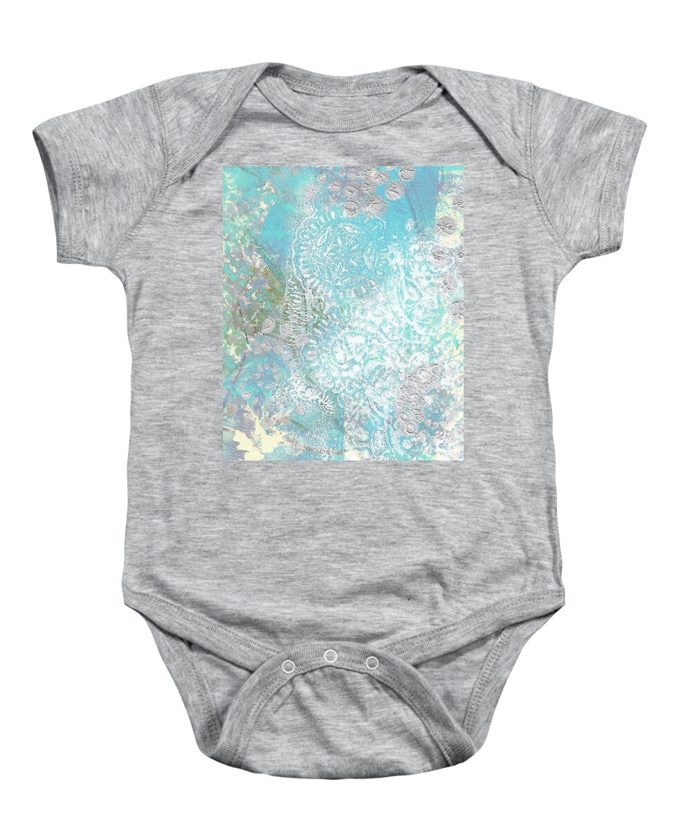 Blue Baby Onesie featuring the painting Blue Monoprint 1 by Cynthia Westbrook