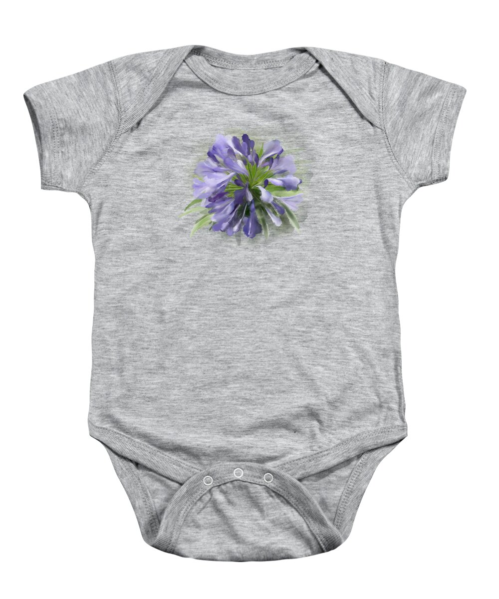 Blue Baby Onesie featuring the painting Blue purple flowers by Ivana Westin