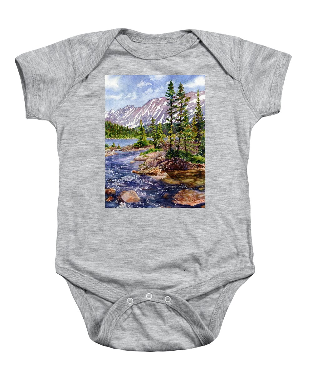 Blue River Painting Baby Onesie featuring the painting Blue River by Anne Gifford
