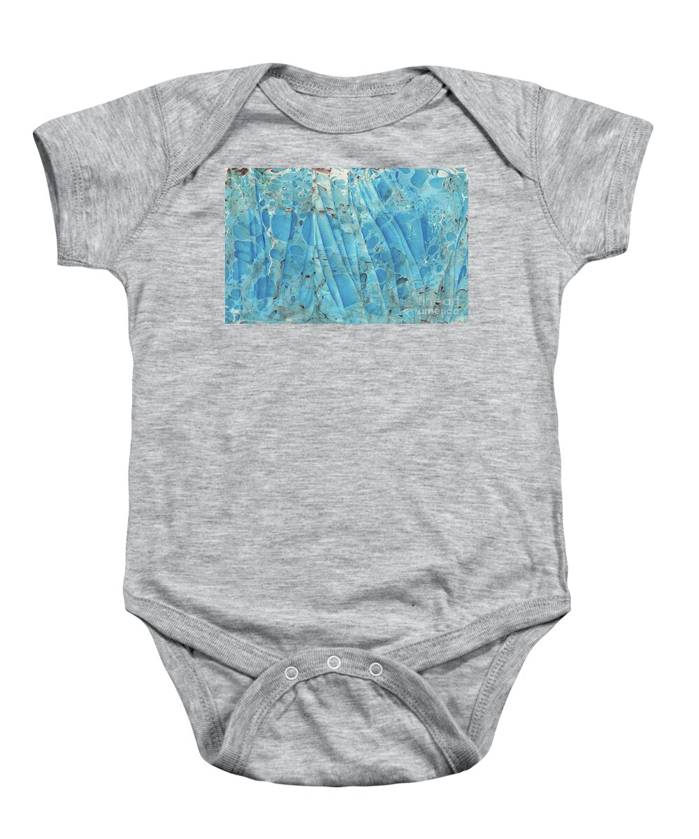Water Marbling Baby Onesie featuring the painting Blue Wave 2 by Daniela Easter