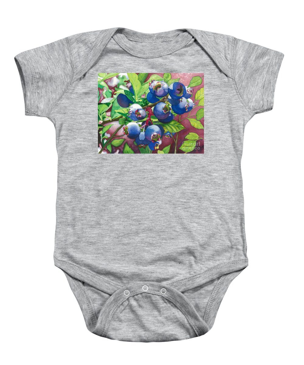 Blueberries Baby Onesie featuring the painting Bold and Blue by Barbara Jewell