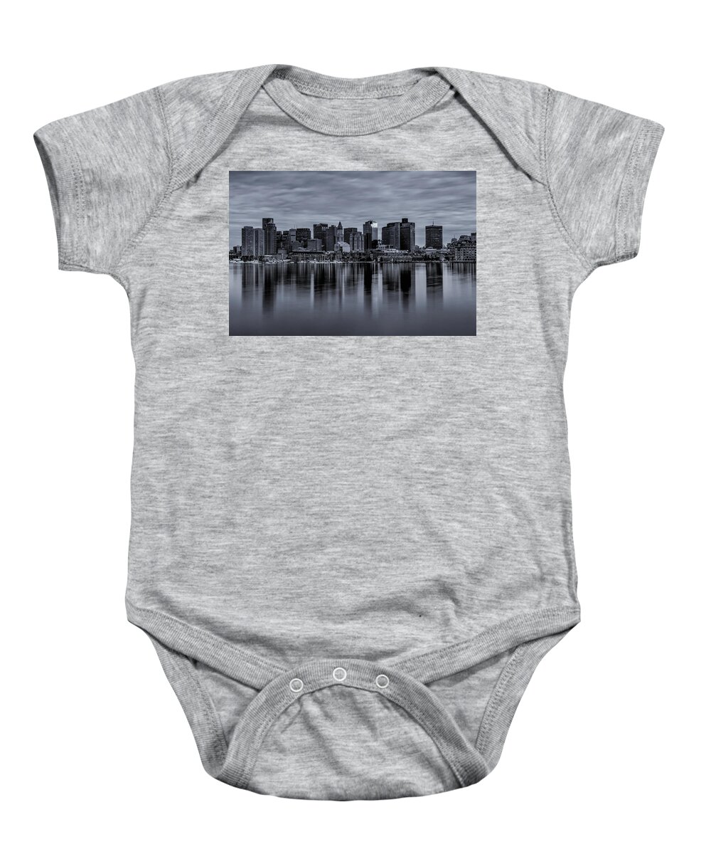 Boston Baby Onesie featuring the photograph Boston in Monochrome by Rob Davies