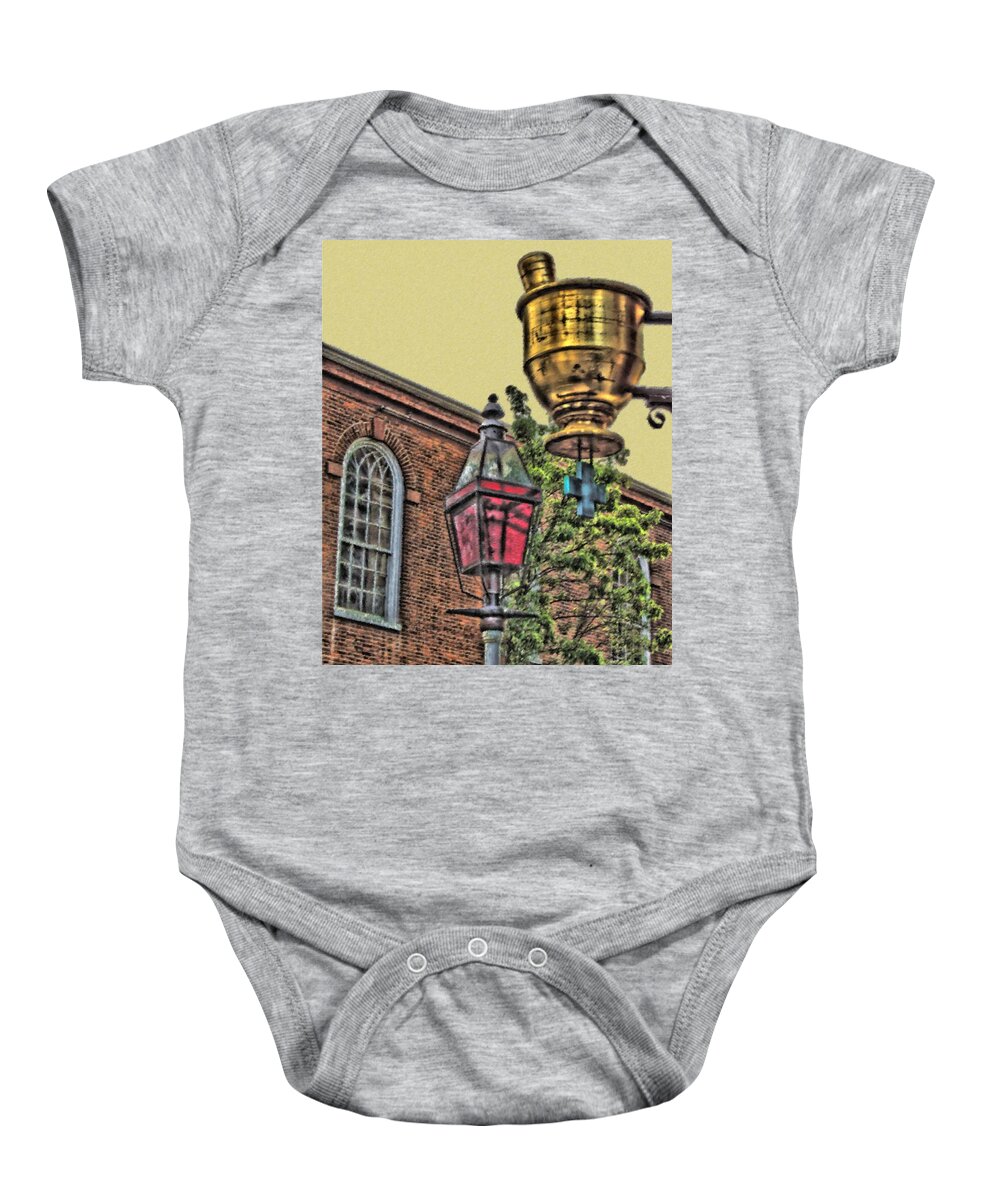 Mortar Baby Onesie featuring the digital art Boston Medicine by Vincent Green