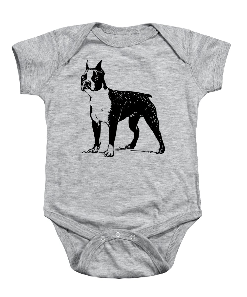 Boston Terrier Baby Onesie featuring the mixed media Boston Terrier by Movie Poster Prints