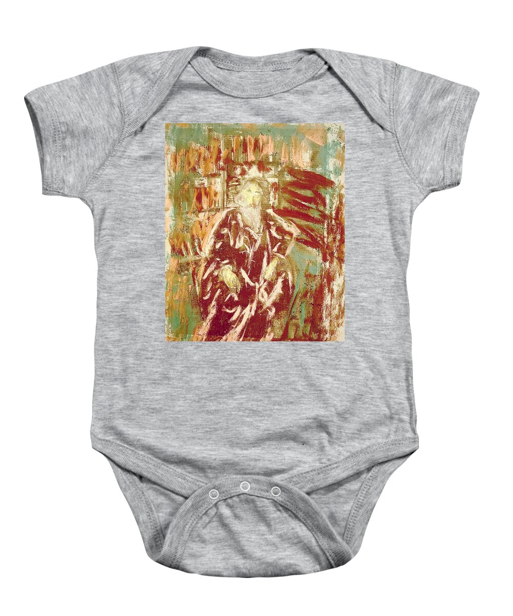 Johannes Brahms Paintings Baby Onesie featuring the drawing Brahms in his Study by Bencasso Barnesquiat