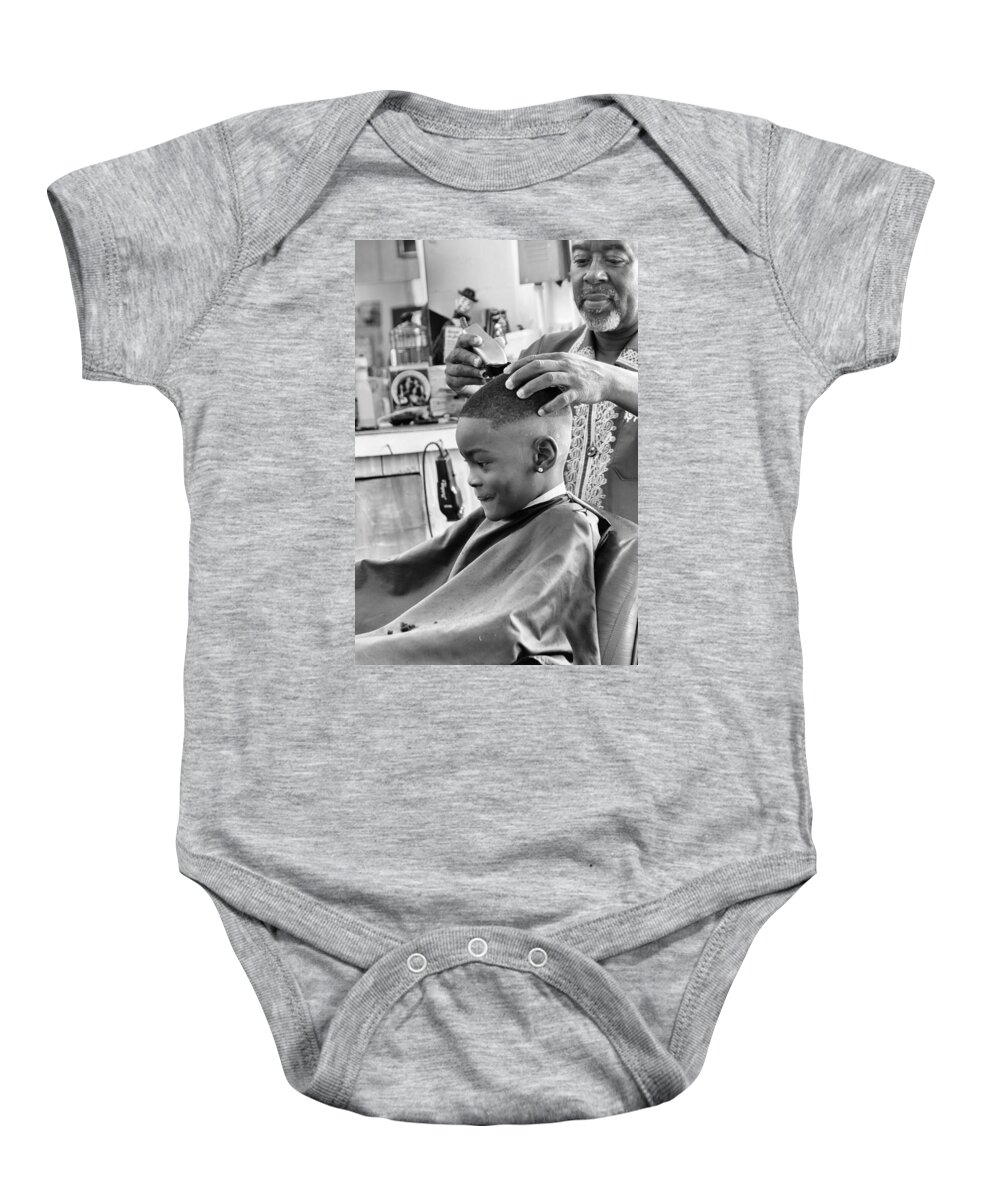 Haircut Baby Onesie featuring the photograph Brian's Haircut by Patricia Schaefer