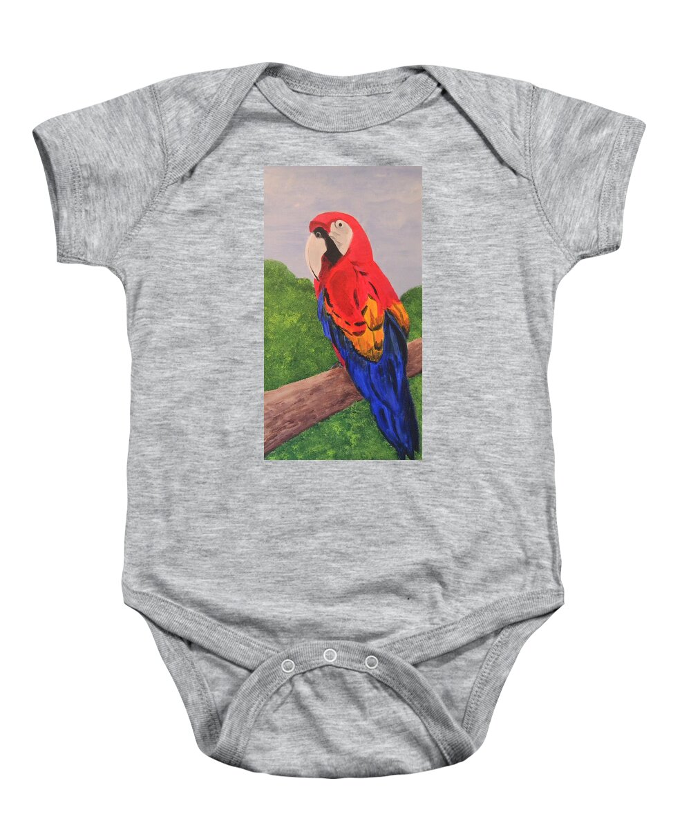 Brazil Baby Onesie featuring the painting Brazilian Parrot by Nancy Sisco