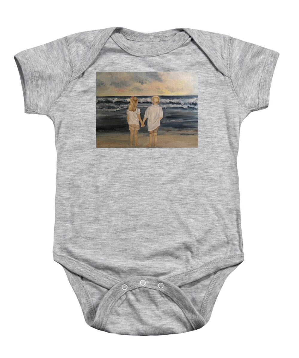 Ocean Baby Onesie featuring the painting Brother and Sister by Julie Brugh Riffey