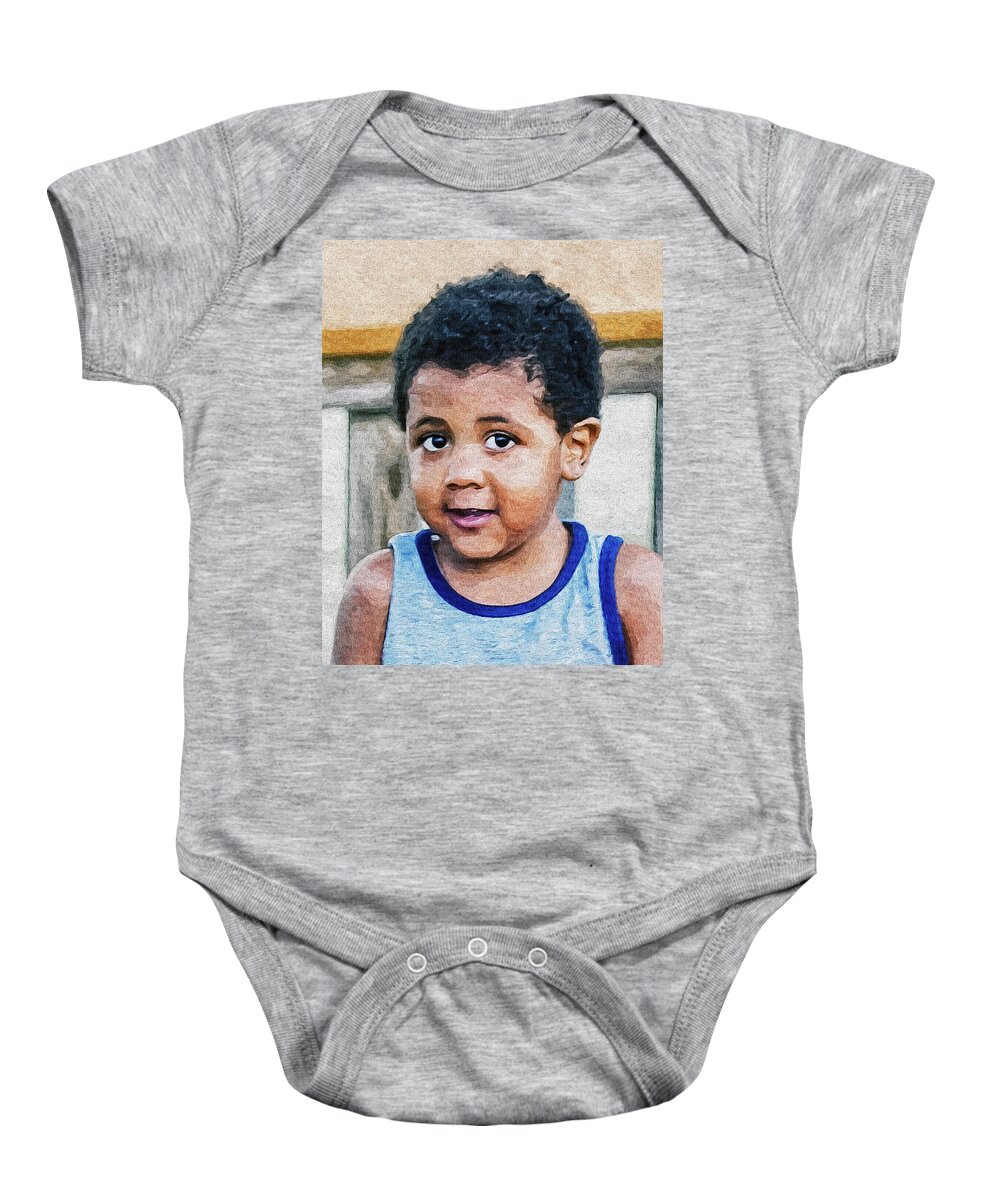 2d Baby Onesie featuring the photograph Brown Child - Paint FX by Brian Wallace