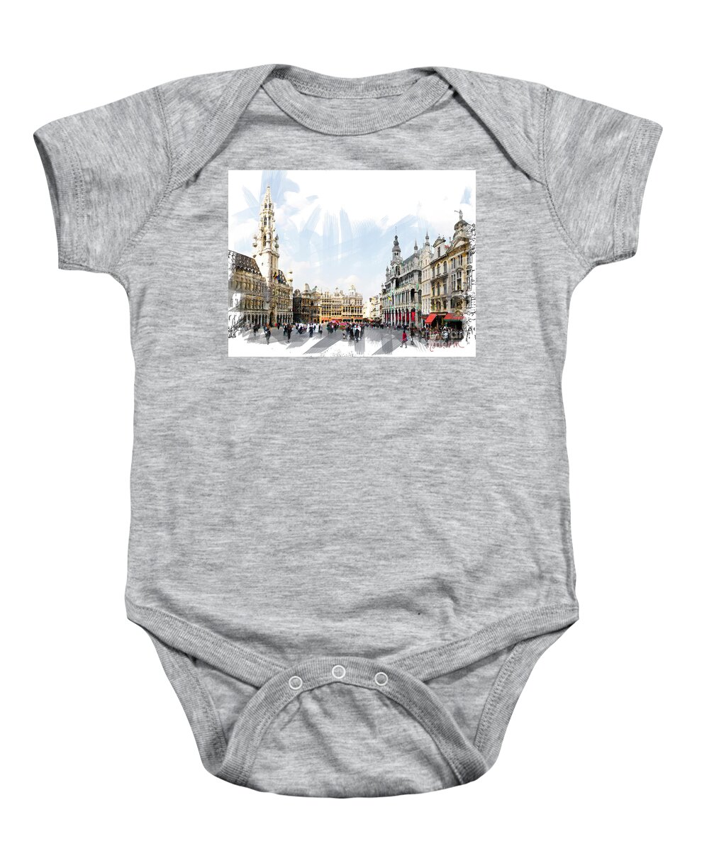 Grote Markt Baby Onesie featuring the photograph Brussels Grote Markt by Tom Cameron