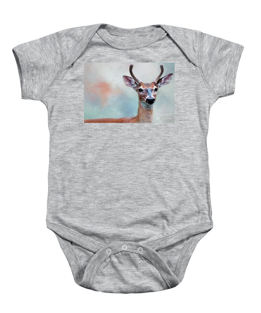 Deer Baby Onesie featuring the photograph Buck Deer Portrait by DB Hayes