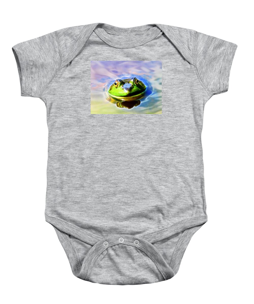 Frog Baby Onesie featuring the photograph Bullfrog by Natalie Rotman Cote