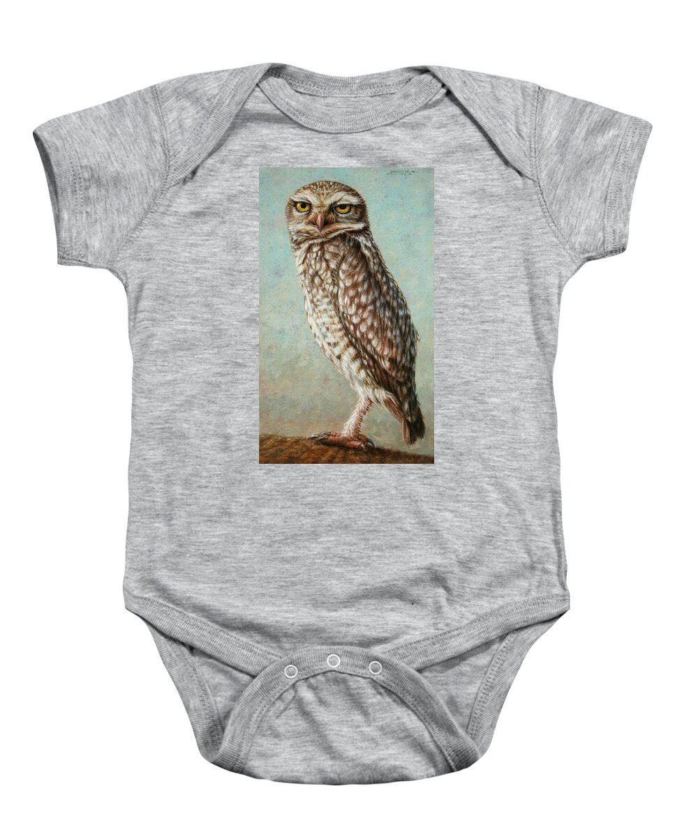 Owl Baby Onesie featuring the painting Burrowing Owl by James W Johnson