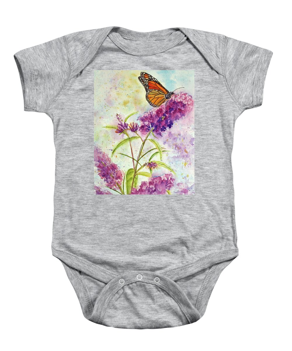 Butterfly Baby Onesie featuring the painting Butterfly Blues by Kathryn Duncan