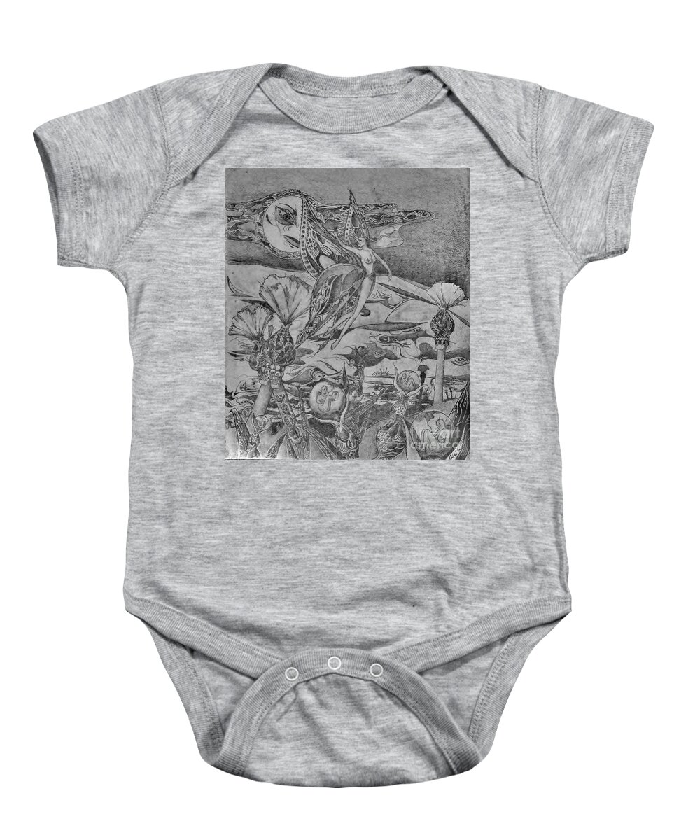 Butterfly Baby Onesie featuring the drawing Butterfly People by Elaine Berger