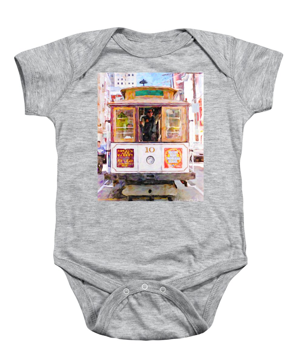 San Francisco Baby Onesie featuring the painting Cable Car No. 10 by Chris Armytage