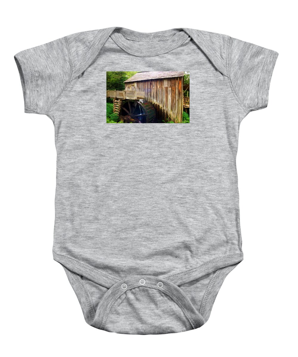 Landscape Baby Onesie featuring the photograph Cade Cove Mill by Sam Davis Johnson