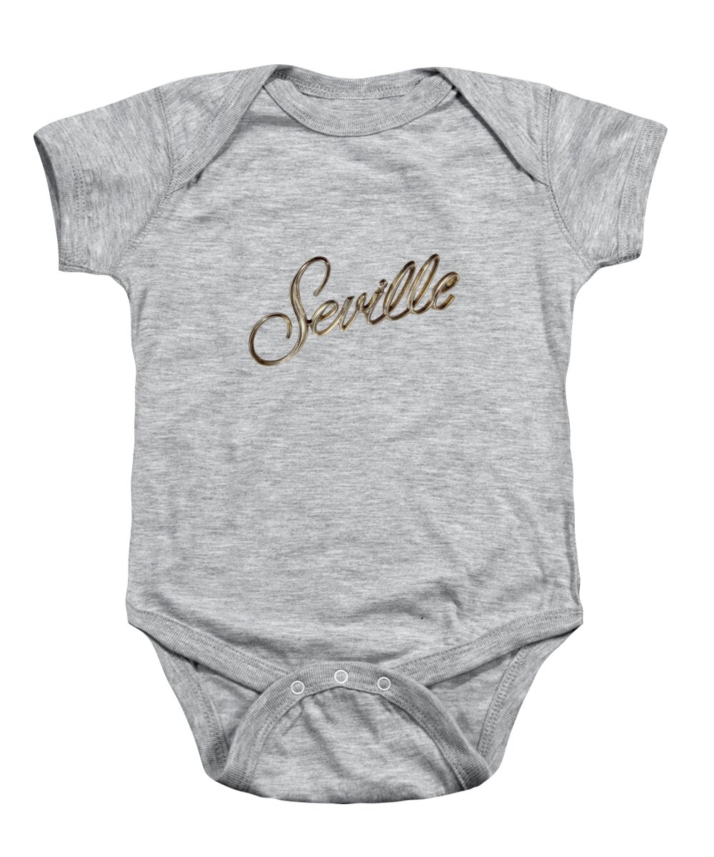 Automotive Baby Onesie featuring the photograph Cadillac Seville Emblem by YoPedro