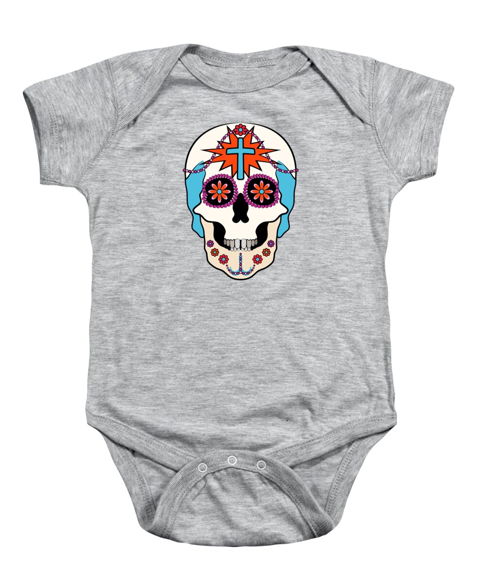 Skull Baby Onesie featuring the digital art Calavera Graphic by MM Anderson