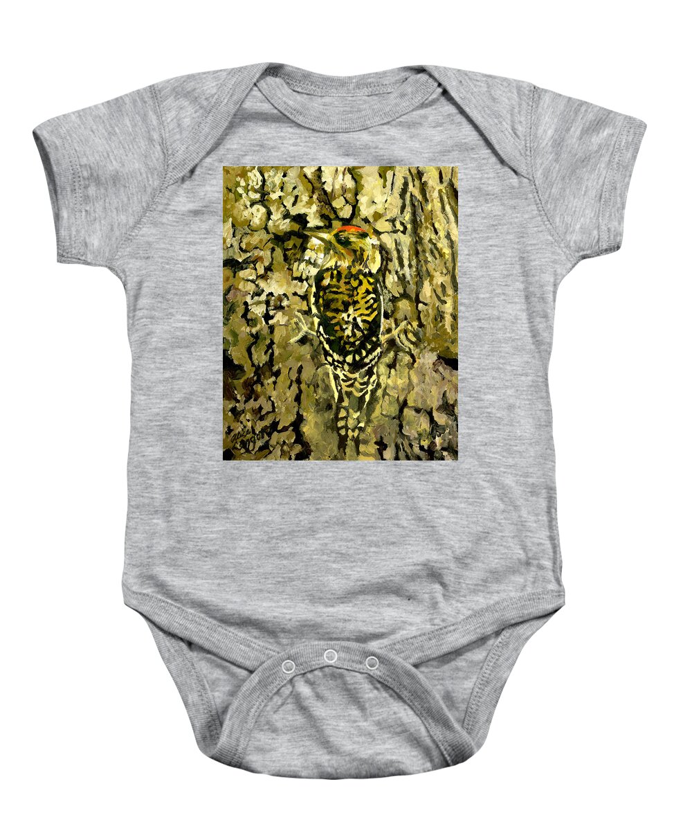 Bird Baby Onesie featuring the painting Camouflage by Alice Leggett
