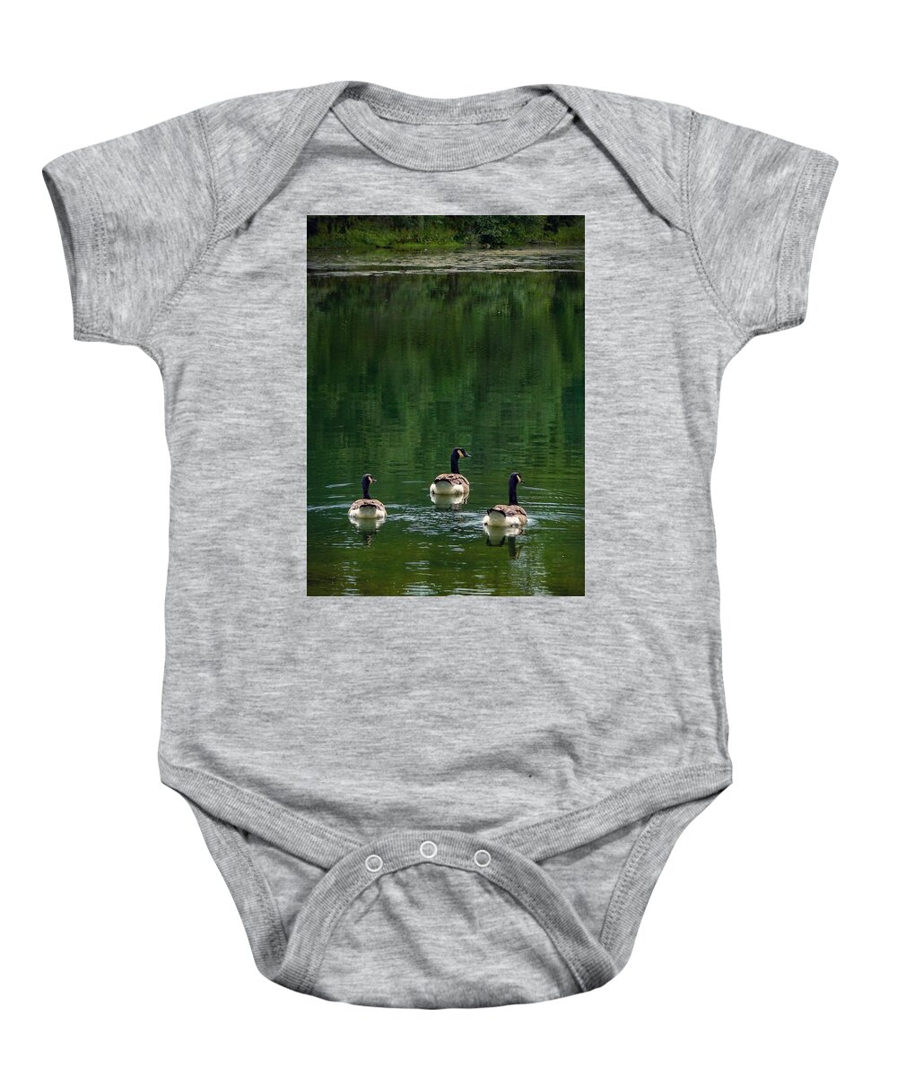  Baby Onesie featuring the photograph Canada Goose Trifecta by Kendall McKernon
