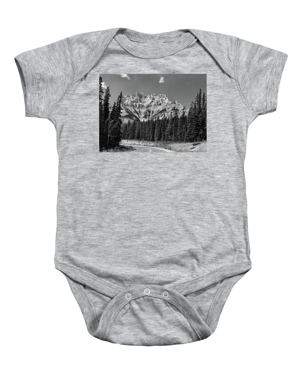 Traveling Baby Onesie featuring the photograph Canadian Rockies B W by David T Wilkinson