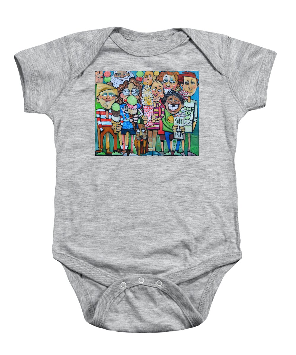 Candy Baby Onesie featuring the painting Candy Store Kids by Tim Nyberg