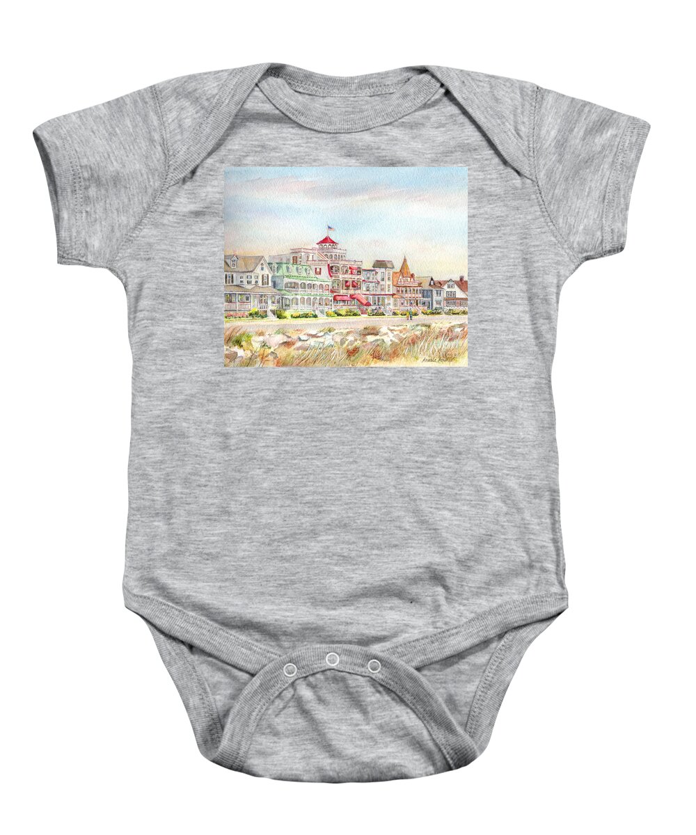 Cape May Promenade Baby Onesie featuring the painting Cape May Promenade Cape May New Jersey by Pamela Parsons