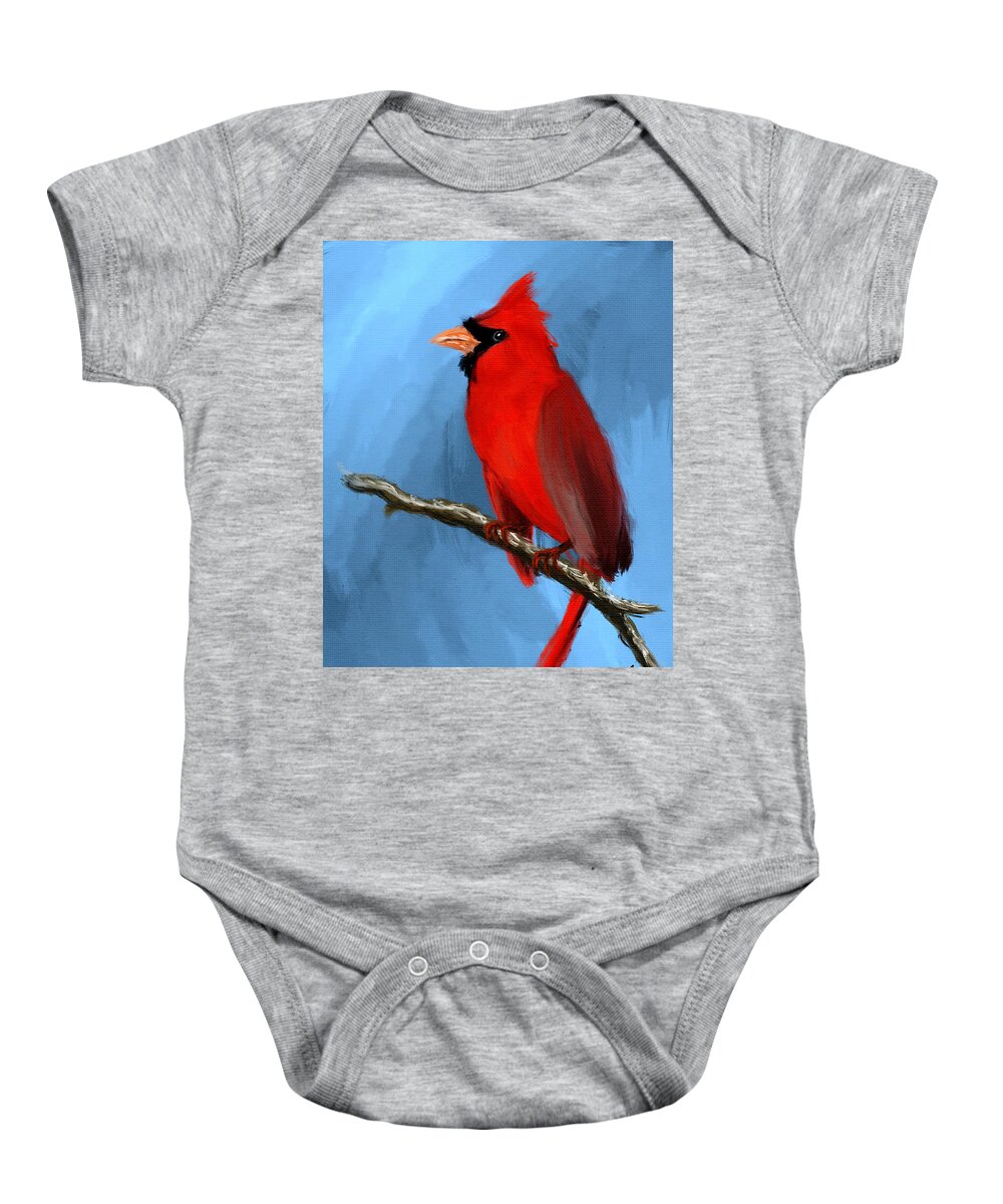 Birds Baby Onesie featuring the digital art Cardinal by Michael Kallstrom