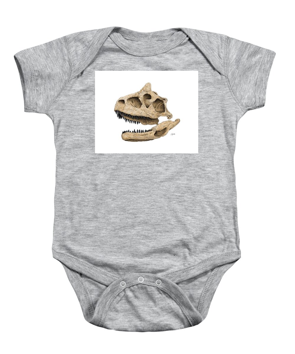 Carnotaurus Baby Onesie featuring the digital art Carnotaurus Skull by Rick Adleman