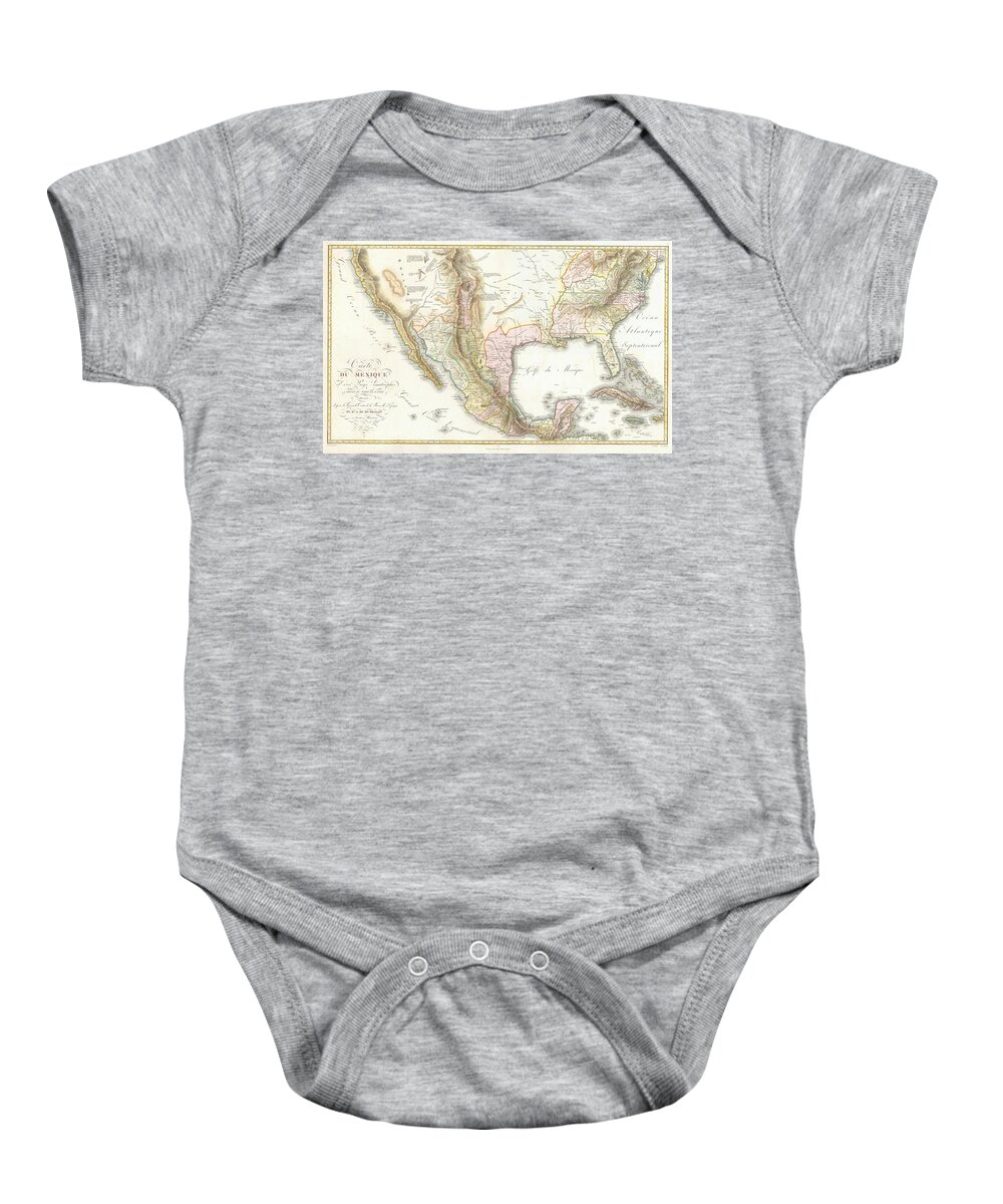 Map Baby Onesie featuring the digital art Carte du Mexique 1811 by Texas Map Store