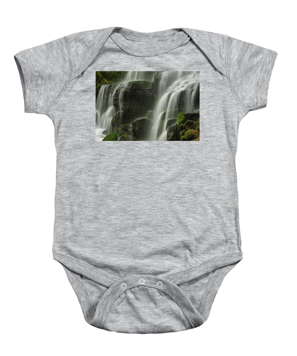 Fairy Falls Baby Onesie featuring the photograph Cascading Falls by Don Schwartz