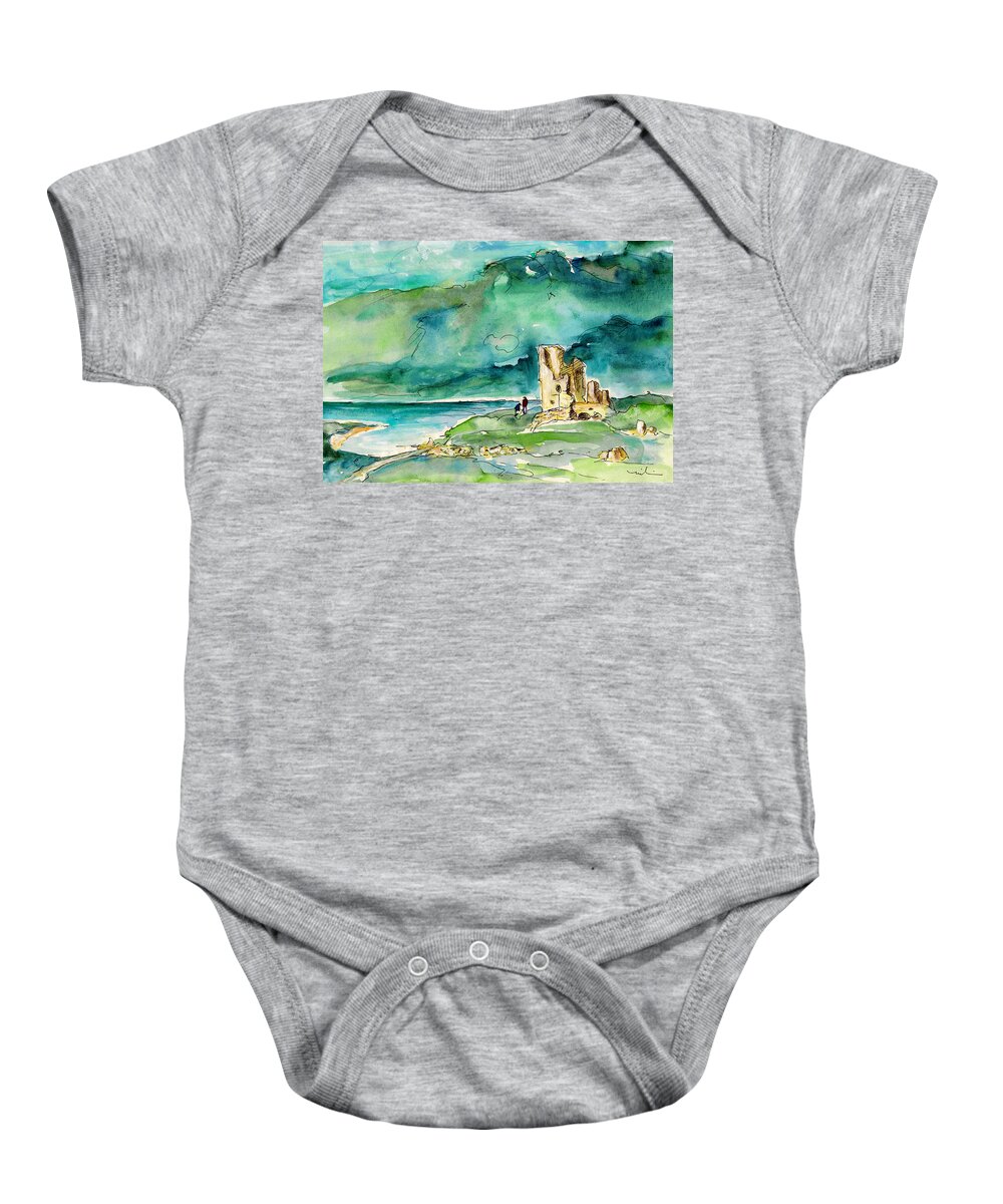Travel Baby Onesie featuring the painting Castle Urquhart At Loch Ness by Miki De Goodaboom