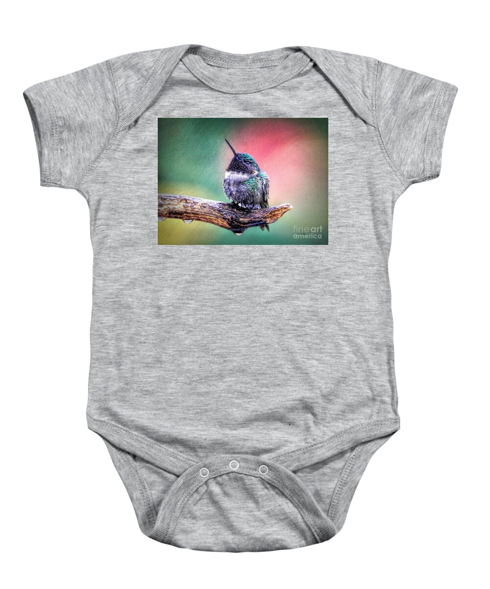 Hummingbird Baby Onesie featuring the photograph Catnapping In The Rain by Tina LeCour