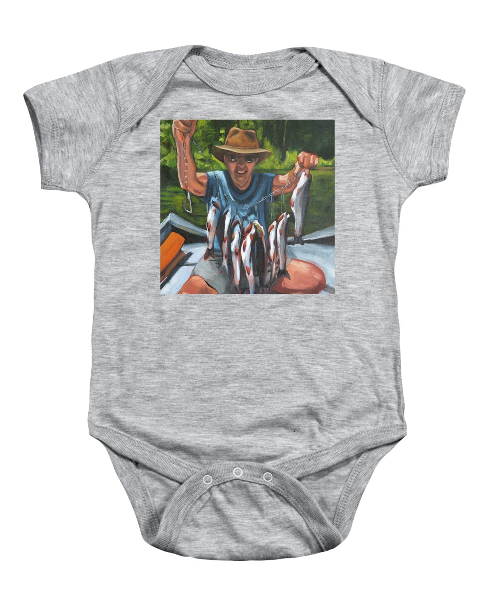 Eugene Baby Onesie featuring the painting Caught the Limit by Tara D Kemp