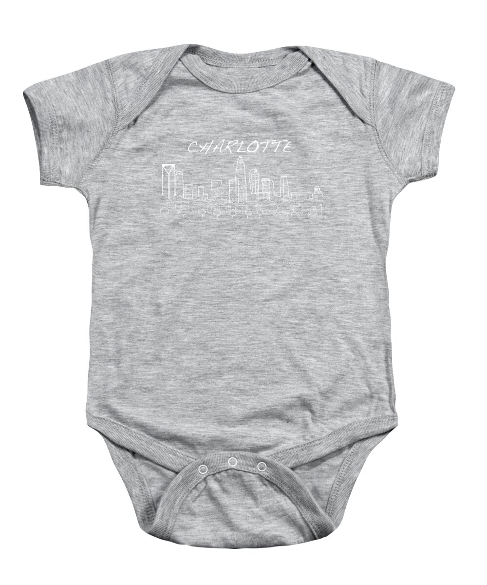 Charlotte Baby Onesie featuring the photograph Charlotte NC with TEXT View from the East by Robert Yaeger