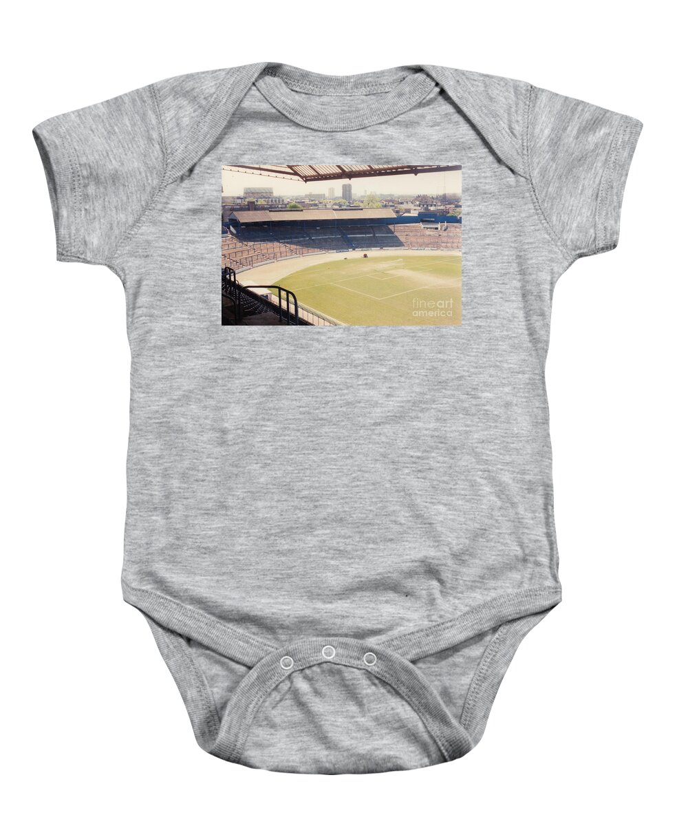Chelsea Baby Onesie featuring the photograph Chelsea - Stamford Bridge - South Terrace - Shed End - April 1986 by Legendary Football Grounds