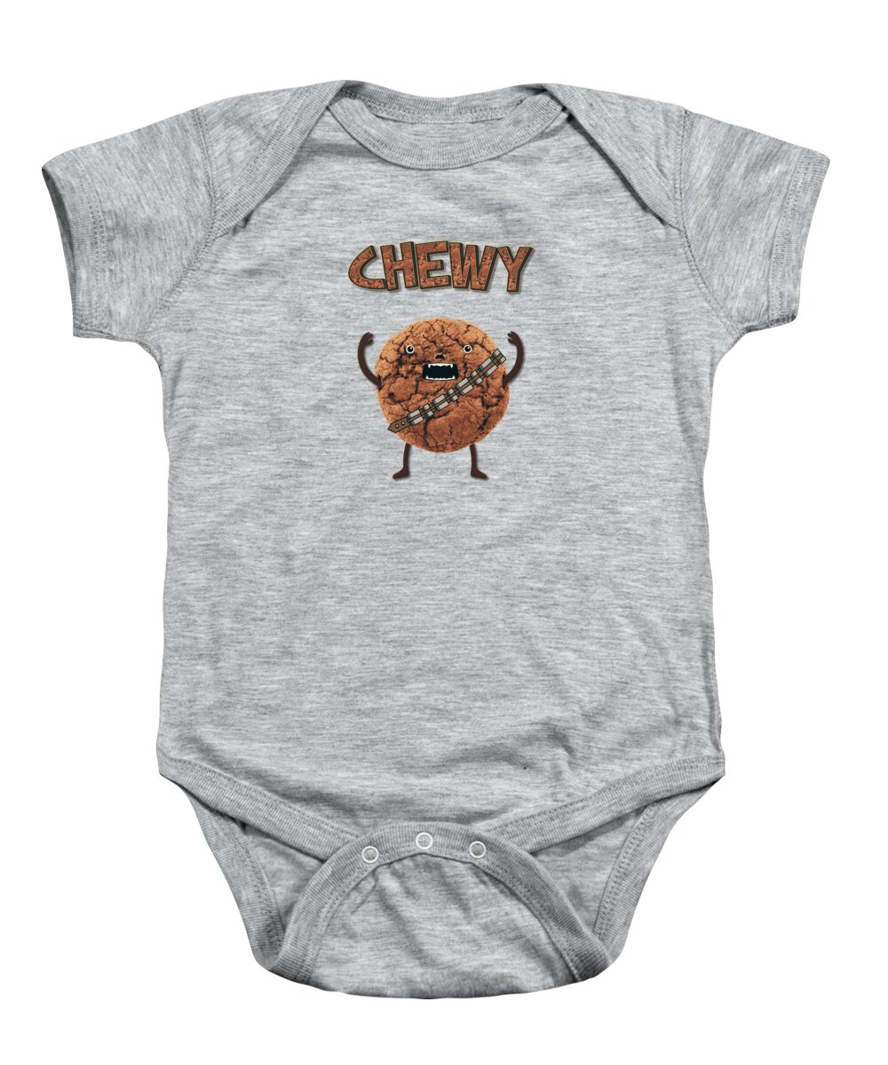 Cookie Monster Baby Onesie featuring the painting Chewy Chocolate Cookie Wookiee by Philipp Rietz