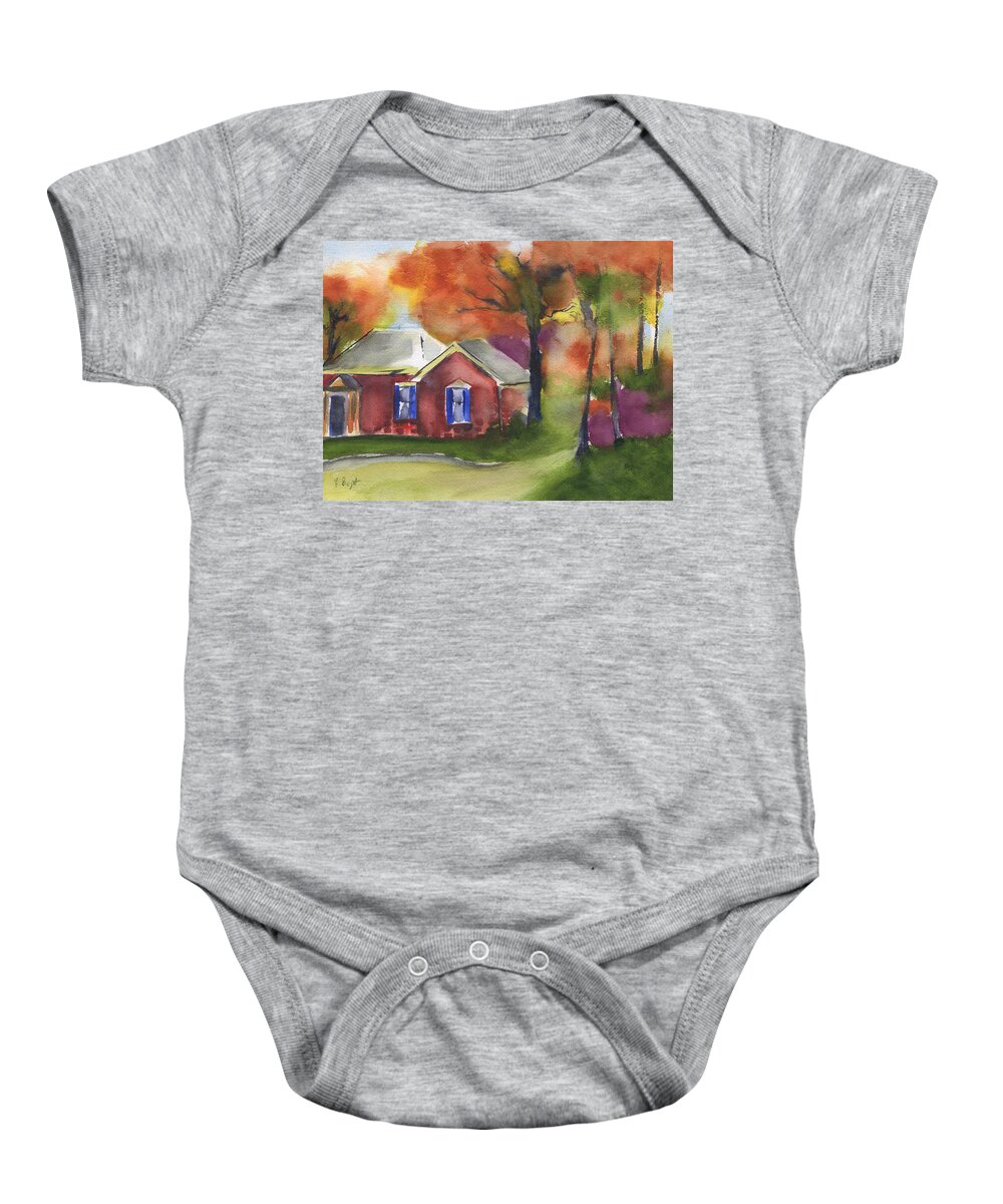 Chez Thatcher Baby Onesie featuring the painting Chez Thatcher by Frank Bright