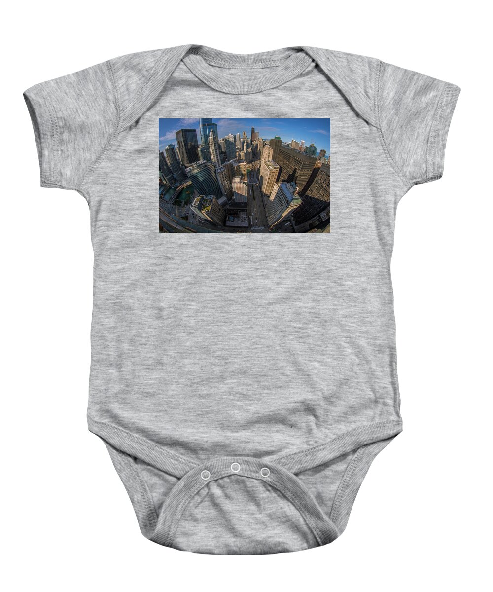 Chicago Baby Onesie featuring the photograph Chicago from the Hard Rock Roof... by Jay Smith
