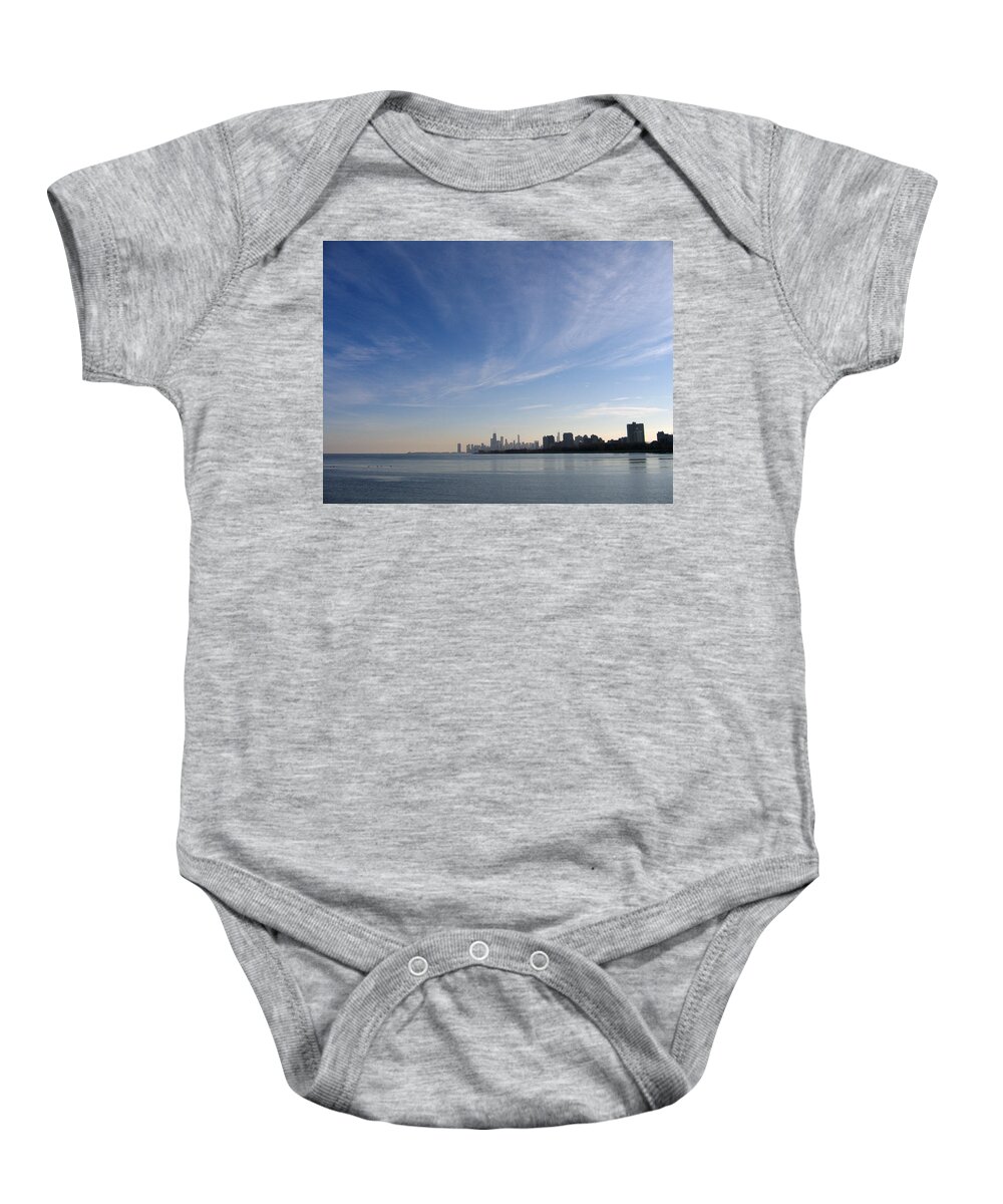 Chicago Baby Onesie featuring the photograph Chicago Skyline by Laura Kinker