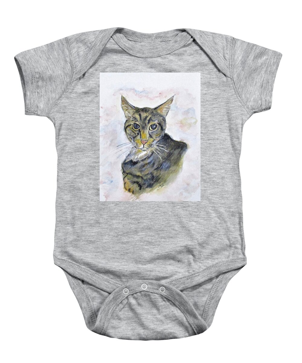 Cats Baby Onesie featuring the painting Chloe The Cat by Clyde J Kell