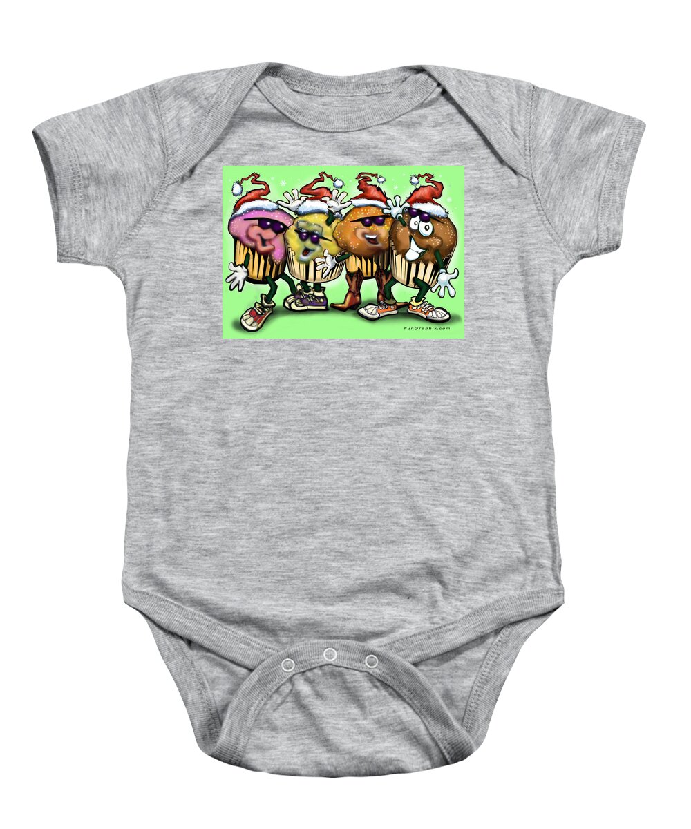 Christmas Baby Onesie featuring the digital art Christmas Cupcakes by Kevin Middleton