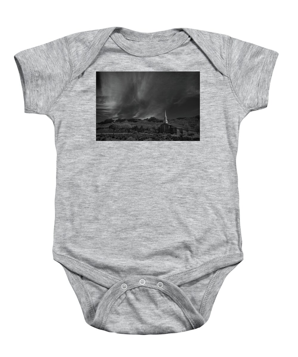 Arizona Baby Onesie featuring the photograph Church in the Valley by Paul LeSage