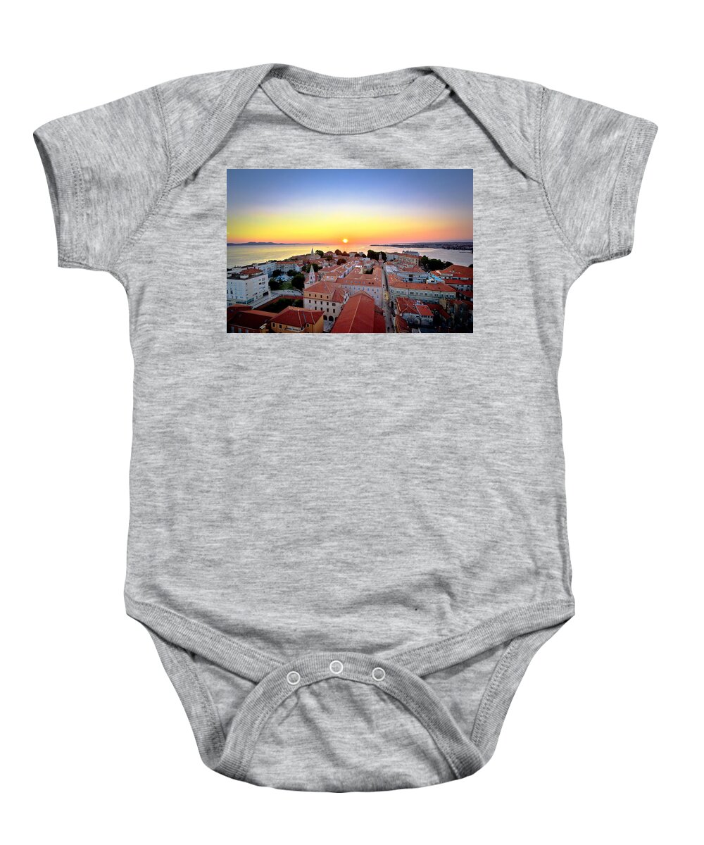 Zadar Baby Onesie featuring the photograph City of Zadar skyline sunset view by Brch Photography
